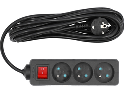 PRELUNGITOR CU ÎNTRERUPĂTOR, 3 PRIZE CU ÎMPĂMÂNTARE, 5M