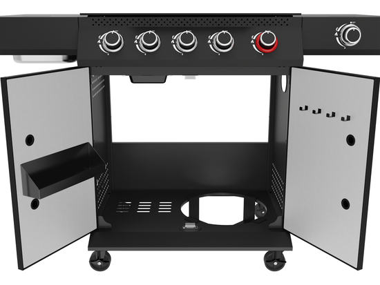 GRĂTAR PE GAZ YAO 5+1, 19KW, NEGRU