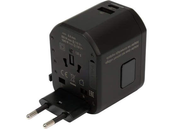 ADAPTOR UNIVERSAL DE CĂLĂTORIE, 1 PORT USB + 1 PORT USB-C