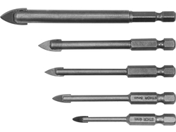 SET 5 BURGHIE PENTRU STICLĂ ȘI CERAMICĂ, 4-10MM, PRINDERE HEXAGONALĂ