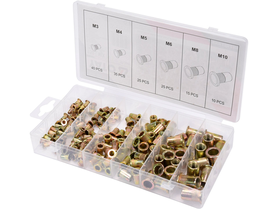 SET PIULIȚE NITUIBILE OȚEL, M3-M10, 150 BUC