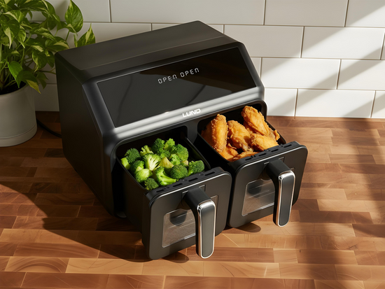 FRITEUZĂ AER CALD 2200W 4L+4L NEGRU