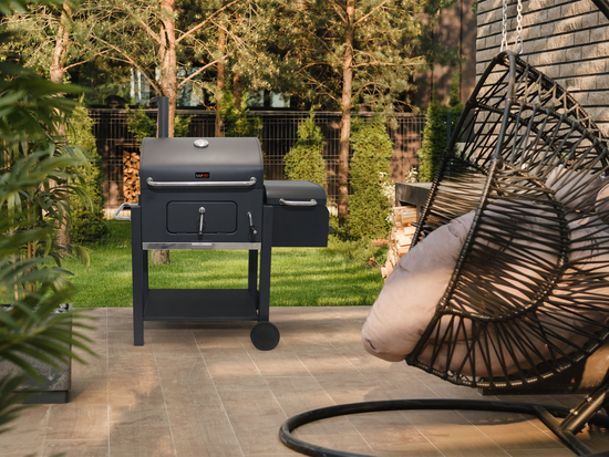 GRĂTAR CU CĂRBUNI, CU AFUMĂTOARE