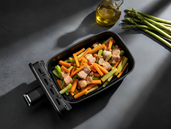 FRITEUZĂ AER CALD 2200W 4L+4L NEGRU