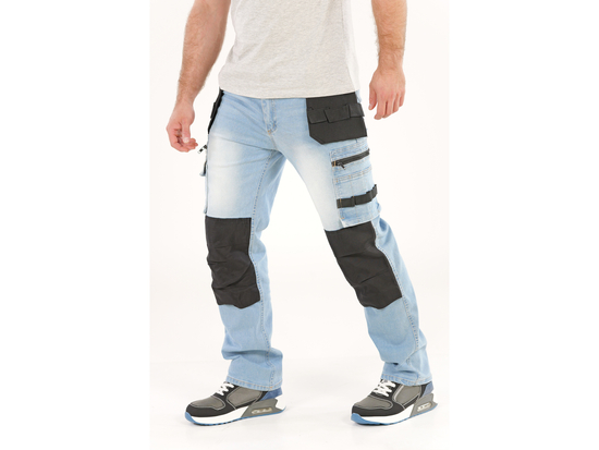 PANTALONI DE LUCRU JEANS ALBASTRU, CU ELASTAN, MĂRIMEA 2XL