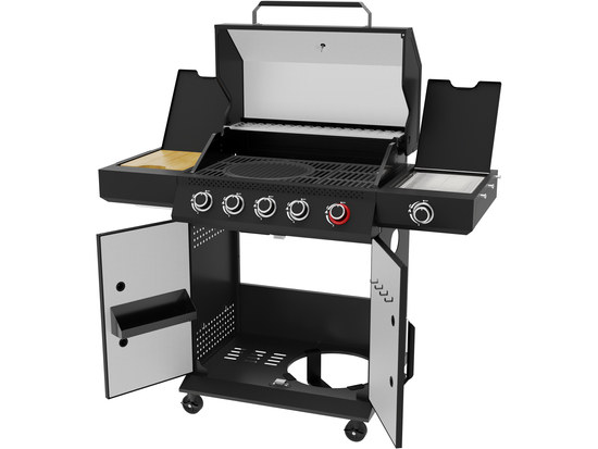 GRĂTAR PE GAZ YAO 5+1, 19KW, NEGRU