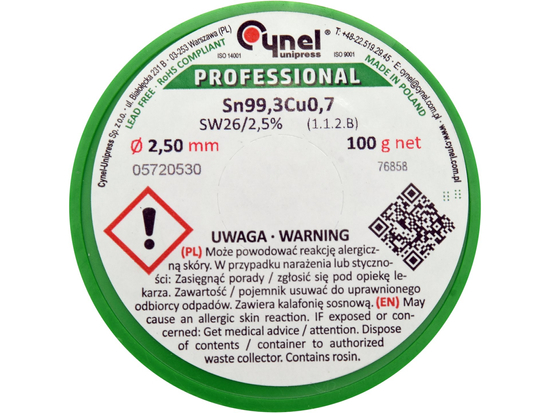 COSITOR FĂRĂ PLUMB, 2,5MM, 100G, SN99,3CU0,7