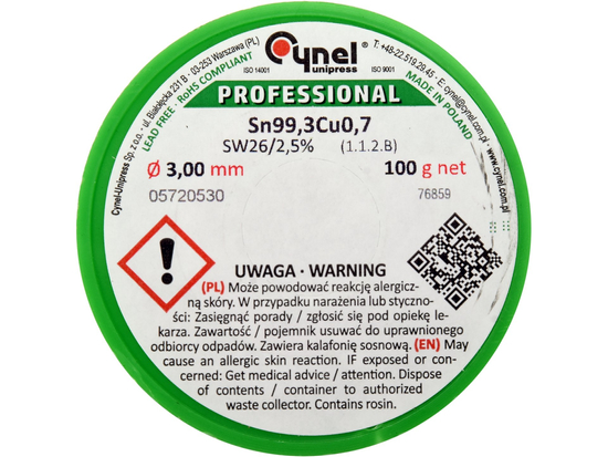 COSITOR FĂRĂ PLUMB, 3,0MM, 100G, SN99,3CU0,7