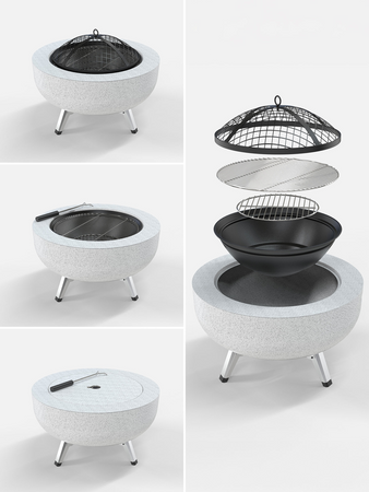 VATRĂ DE GRĂDINĂ 3 ÎN 1 CU GRILAJ 43.5CM