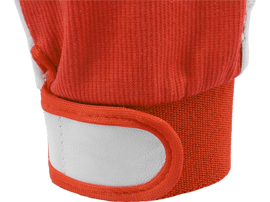 MĂNUȘI LUCRU MĂRIMEA 10, BUMBAC/PIELE ROȘU