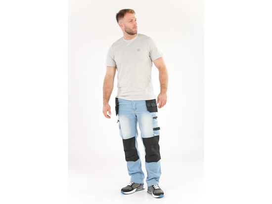 PANTALONI DE LUCRU JEANS ALBASTRU, CU ELASTAN, MĂRIMEA L