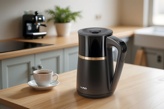 FIERBĂTOR ELECTRIC 1,7L, CONTROLUL TEMPERATURII, NEGRU