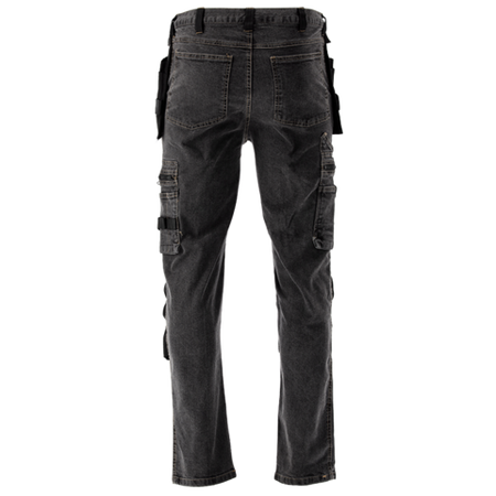 PANTALONI DE LUCRU, JEANS GRI, CU ELASTAN, MĂRIMEA S