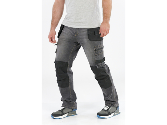 PANTALONI DE LUCRU, JEANS GRI, CU ELASTAN, MĂRIMEA L/XL