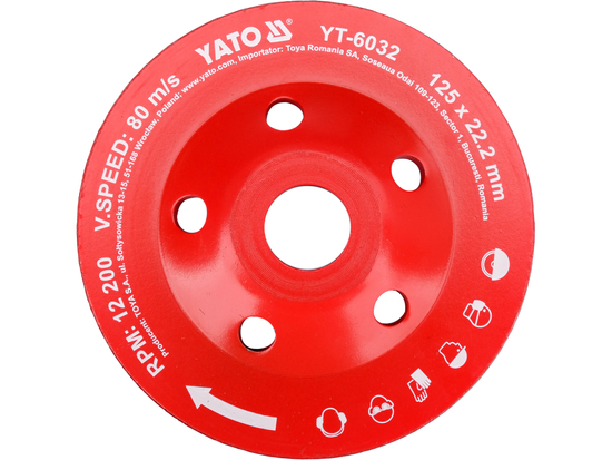 DISC CUPĂ DIAMANTAT PENTRU ȘLEFUIT 125X22MM