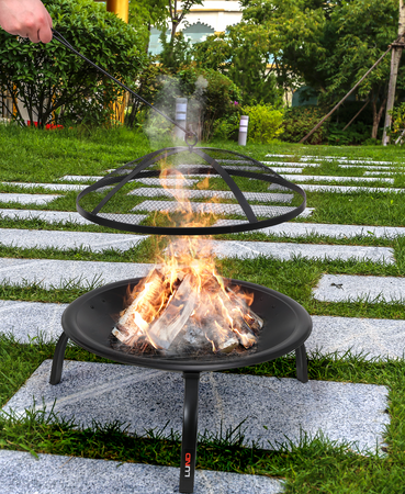 VATRĂ DE OȚEL CU PICIOARE RABATABILE, 56X39CM