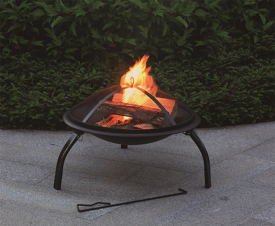 VATRĂ DE OȚEL CU PICIOARE RABATABILE, 56X39CM