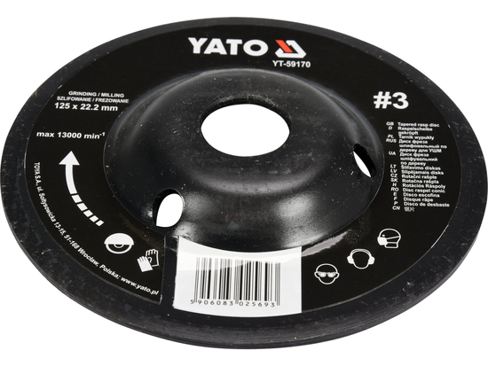 DISC RAȘPEL LEMN, DEPRESAT, 125X22.2MM, NR3