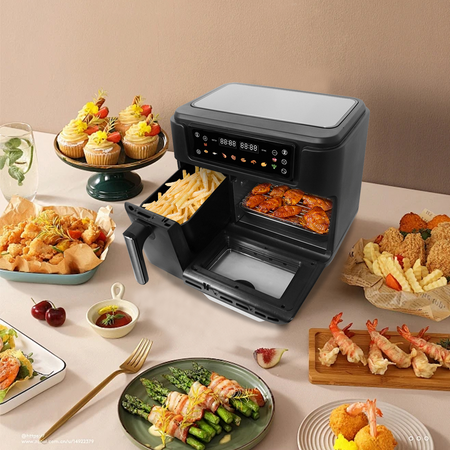 FRITEUZĂ AER CALD 2400W 3.5L+7.5L NEGRU