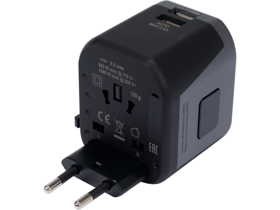 ADAPTOR UNIVERSAL DE CĂLĂTORIE, 2 X PORT USB