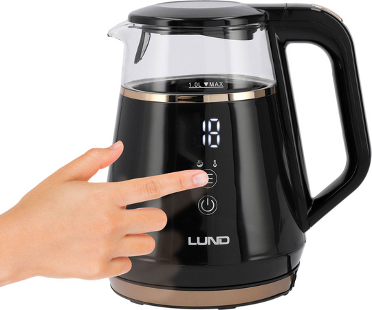 FIERBĂTOR ELECTRIC 1L, CONTROLUL TEMPERATURII, NEGRU