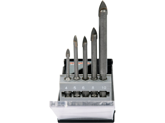 SET 5 BURGHIE PENTRU STICLĂ ȘI CERAMICĂ, 4-10MM, PRINDERE HEXAGONALĂ