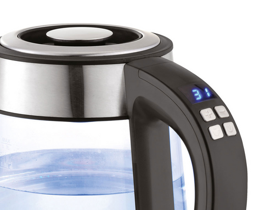 FIERBĂTOR, CANĂ DE STICLĂ, 1,7L, CONTROLUL TEMPERATURII