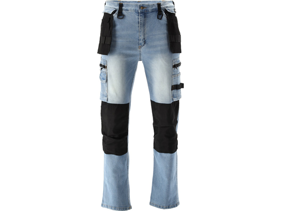 PANTALONI DE LUCRU JEANS ALBASTRU, CU ELASTAN, MĂRIMEA L