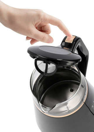 FIERBĂTOR ELECTRIC 1L, CONTROLUL TEMPERATURII, NEGRU