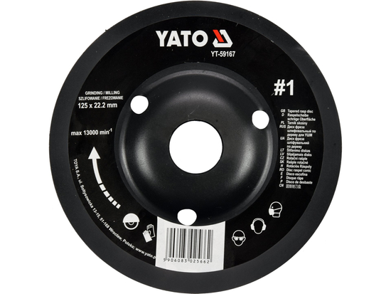 DISC RAȘPEL LEMN, DEPRESAT, 125X22.2MM, NR1