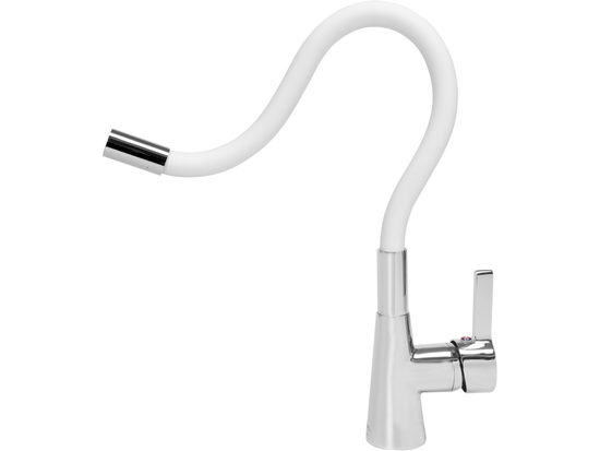BATERIE DE BUCĂTĂRIE CU FURTUN FLEXIBIL, ALB