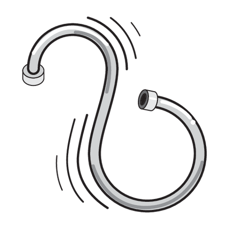 FURTUN DE DUȘ, 2M, PVC, CHROME-ALB