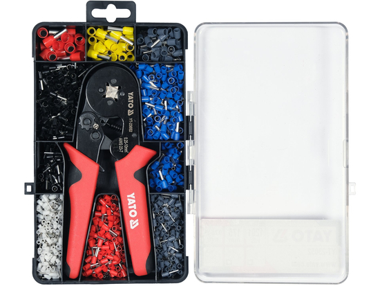 SET CLEȘTE SERTIZARE PINI TERMINALI 0,25-10 MM2 + 1200 PINI DIFERITE MĂRIMI