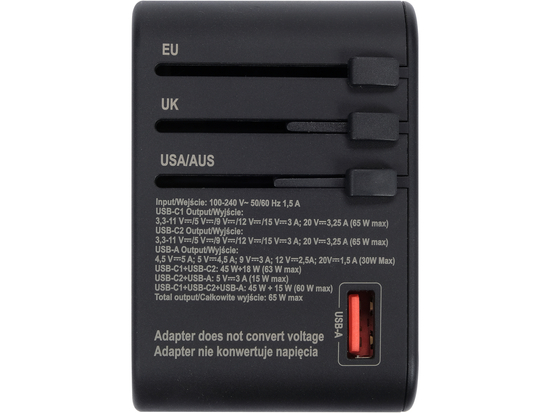 ADAPTATOR CĂLĂTORIE UNIV.USB-C 65W