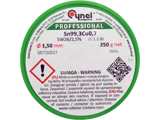 COSITOR FĂRĂ PLUMB, 1,5MM, 250G, SN99,3CU0,7