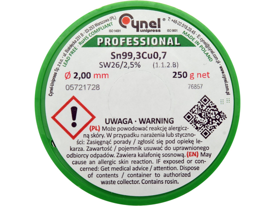 COSITOR FĂRĂ PLUMB, 2,0MM, 250G, SN99,3CU0,7