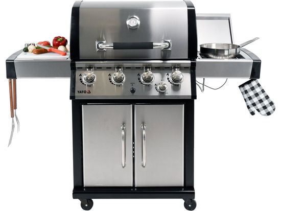 GRĂTAR PE GAZ YOKATE 4+1, OȚEL INOXIDABIL, 17,5KW