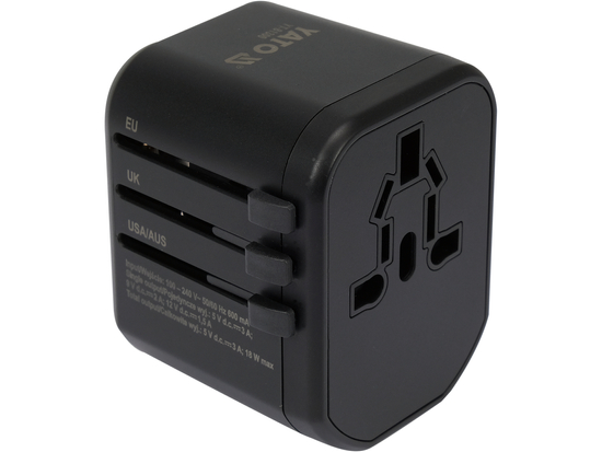 ADAPTOR UNIVERSAL DE CĂLĂTORIE, 1 PORT USB + 1 PORT USB-C