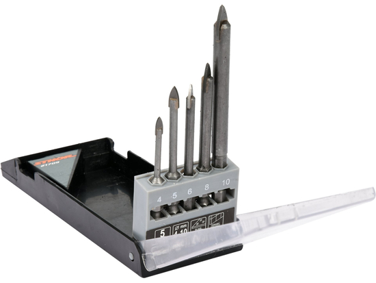 SET 5 BURGHIE PENTRU STICLĂ ȘI CERAMICĂ, 4-10MM, PRINDERE HEXAGONALĂ