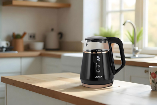 FIERBĂTOR ELECTRIC 1L, CONTROLUL TEMPERATURII, NEGRU