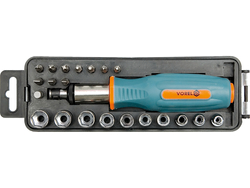 ȘURUBELNIȚĂ CU CLICHET + BIȚI, 22 PIESE