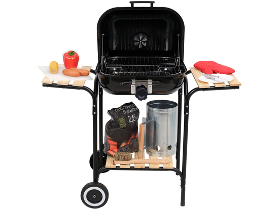 GRĂTAR CU CAPAC ȘI RAFTURI, SUPRAFAȚĂ DE GĂTIT 45X40CM