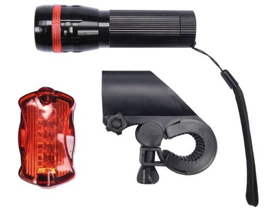 SET LAMPI BICICLETĂ: LED FAȚĂ 3W LED + LED SPATE